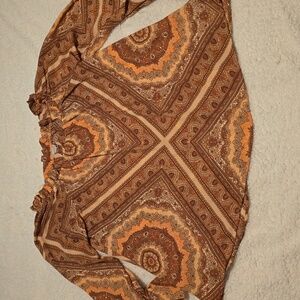 Belle Sky Brown and Tan Patterned Blouse